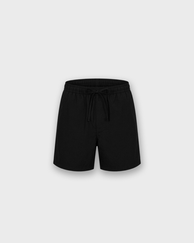 Shorts negros con cordón en popelina