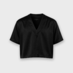 Camisa cropped negra escote profundo Deimos